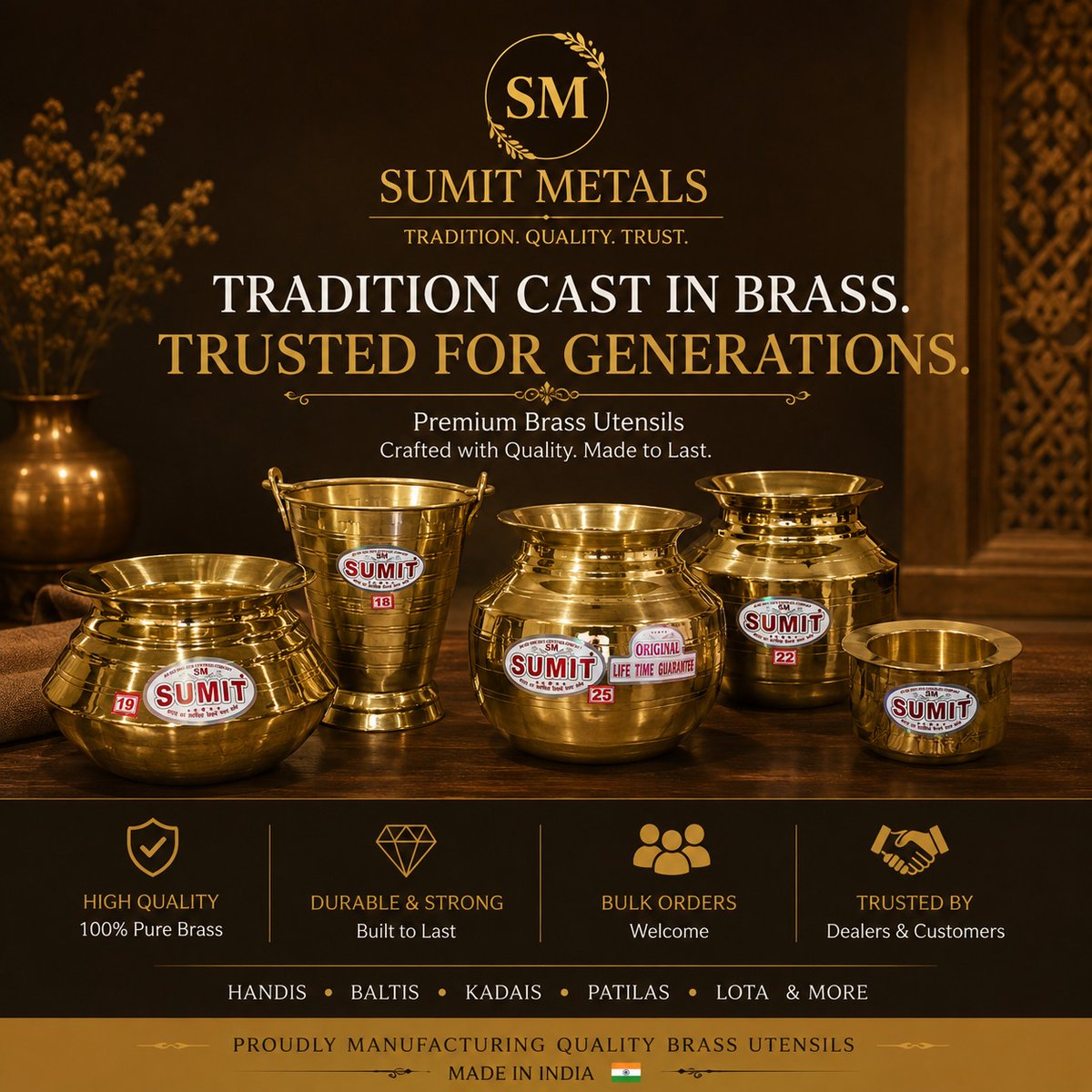 sumitmetals's tweet photo. Introducing Sumit Metals—where timeless craftsmanship meets premium brass quality. ✨

Handis, Baltis, Kadais, Patilas &amp; more, crafted for durability and trusted by bulk buyers across India.

📩 Bulk Orders Welcome.

#SumitMetals #BrassUtensils #BrassManufacturer #MadeInIndia https://t.co/UGGkmehBJS