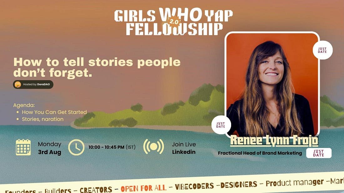 _SarahGoel's tweet photo. My takeaways from Renee Lynn Frojo's session

Stories aren't about you, they're about helping others see themselves through your vision.

In a world where expertise is everywhere, perspective is the edge.

Thanks @connectdoradao 💛
#GirlsWhoYap #GWYIsland  #MainCharacterMonth https://t.co/UpujaNpyDx