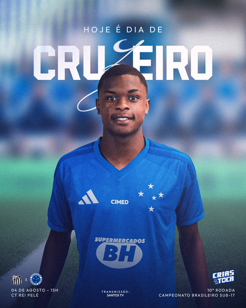 Cruzeiro's tweet photo. Hoje os #CriasDaToca têm mais uma partida pelo Campeonato Brasileiro Sub-17! 🦊

O Cruzeiro enfrenta o Santos, no CT Rei Pelé, às 15h, em busca de mais três pontos! Vamos, Crias! 👊

O jogo terá transmissão da Santos TV. 📺 

#SANxCRU https://t.co/crMXVv7KjQ