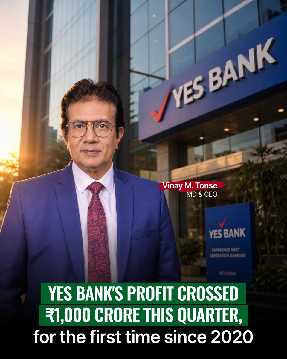 Pranayagg05's tweet photo. In March 2020, @YESBANK  stood at the centre of India's biggest banking crisis, only to be saved by an @SBI-led rescue.

For years, the bank had chased growth by lending heavily to large corporate groups, several of them already shaky. When the defaults came, they came together. The balance sheet cracked, depositors panicked, and the RBI stepped in to cap withdrawals at ₹50,000, the only way to stop a full run on the bank.

Six years later, the bank has reported a net profit of ₹1,071 crore for Q1 FY27, up 33% year-on-year, the first time it has crossed ₹1,000 crore since the crisis.

I went looking for a different number in this report.

→ Net interest income up 17.5%, operating profit up over 25%, even as treasury gains fell
→ Gross NPAs down to 1.3%, net NPAs down to 0.2% from a peak of 16.8%
→ Retail and SME loans now make up nearly 60% of the loan book, against 36% around FY20
→ Deposits up 14% to over ₹3.15 lakh crore, CASA ratio at 32.7%
→ Return on Assets: -7.1% during the crisis, ~0.9% now, still below HDFC Bank and ICICI Bank at 1.5%+

The loan mix change is the line I would flag first. Yes Bank got into trouble lending heavily to a handful of large corporate groups. 

In 2022, it moved nearly ₹48,000 crore of old bad loans to JC Flowers ARC, just to clear the decks. It is coming back by lending in thousands of smaller pieces instead, not by chasing the old playbook.

A bank does not run on profit the way other businesses do. It runs on whether people trust it enough to leave their money there. Deposits growing back tells me that trust is returning. Profit is just what shows up after that.

The balance sheet got fixed years ago, in my read. What changed this quarter is who the bank is choosing to lend to, and the RoA gap tells me there is still ground to cover before this counts as fully back.

Would you trust a bank based on one strong quarter, or on how it lends?