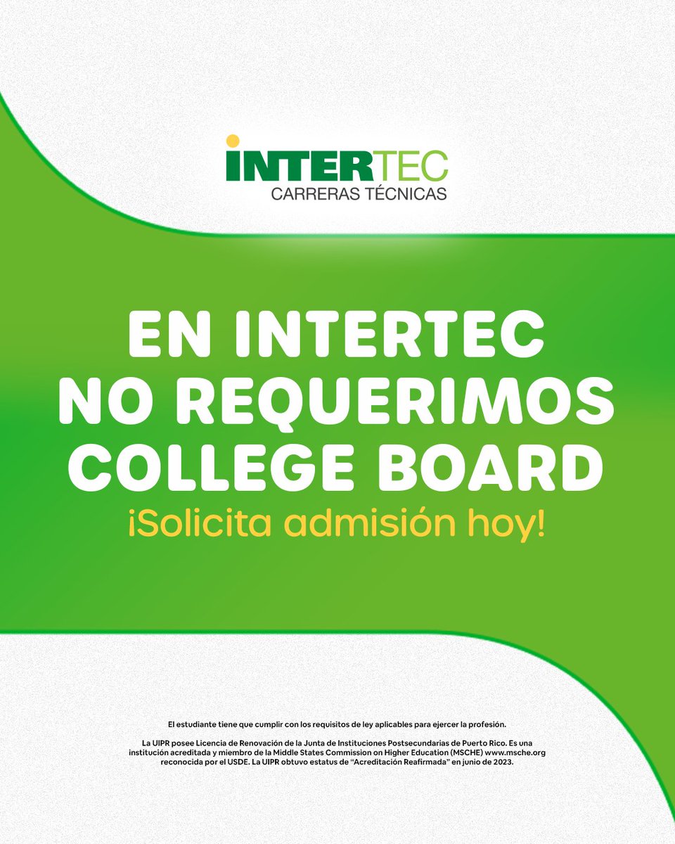 intertecpr's tweet photo. En InterTec estudias en poco tiempo. ¡Esto es lo tuyo, matricúlate hoy! https://t.co/xIJVNkpspk https://t.co/jQNi36Tksf