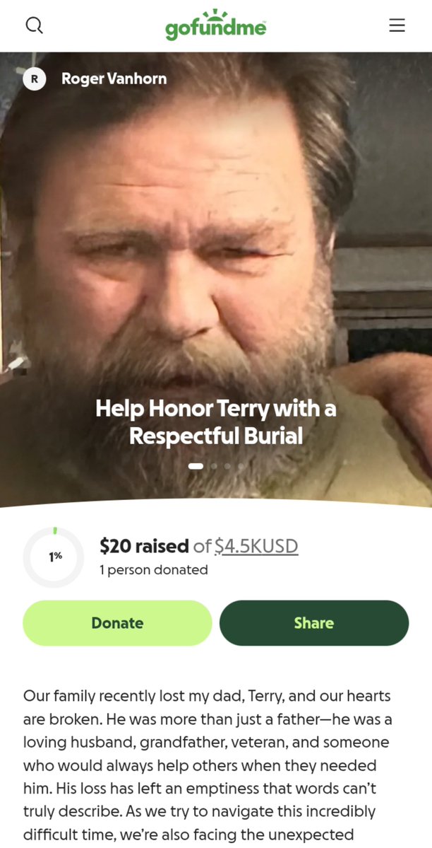 EquinoxAgency's tweet photo. @RogerVanhorn7 lost his dad, Terry, and has  heartbreaking. He's trying to give him the respectful burial he deserves, but the financial burden is overwhelming. Even a small donation can help ease this stress during such a tough time. Kindly donate 💰❤️‍🩹 https://t.co/bORbmi9IFQ https://t.co/CCAe1SZxq2