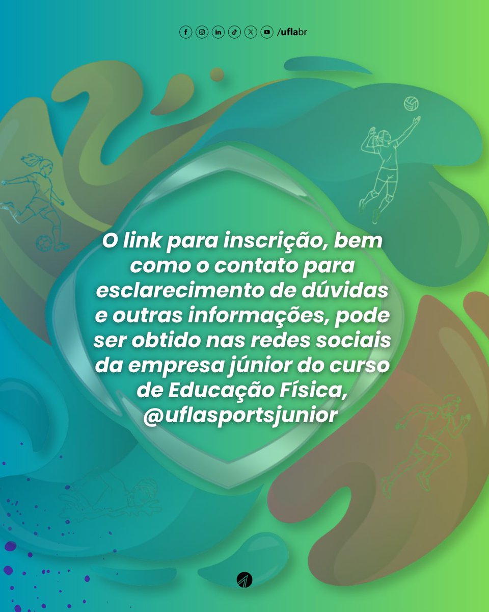 uflabr's tweet photo. #JUFLA 2026 | Está chegando o momento de nossos estudantes mostrarem seus talentos no esporte!🥉🥈🥇
O JUFLA 2026 está com as inscrições abertas até o dia 14 de agosto. 

Confira todas as informações no post e siga @uflasportsjunior no instagram

#UFLA #AtividadesFísicas https://t.co/QsJyUyNv8q