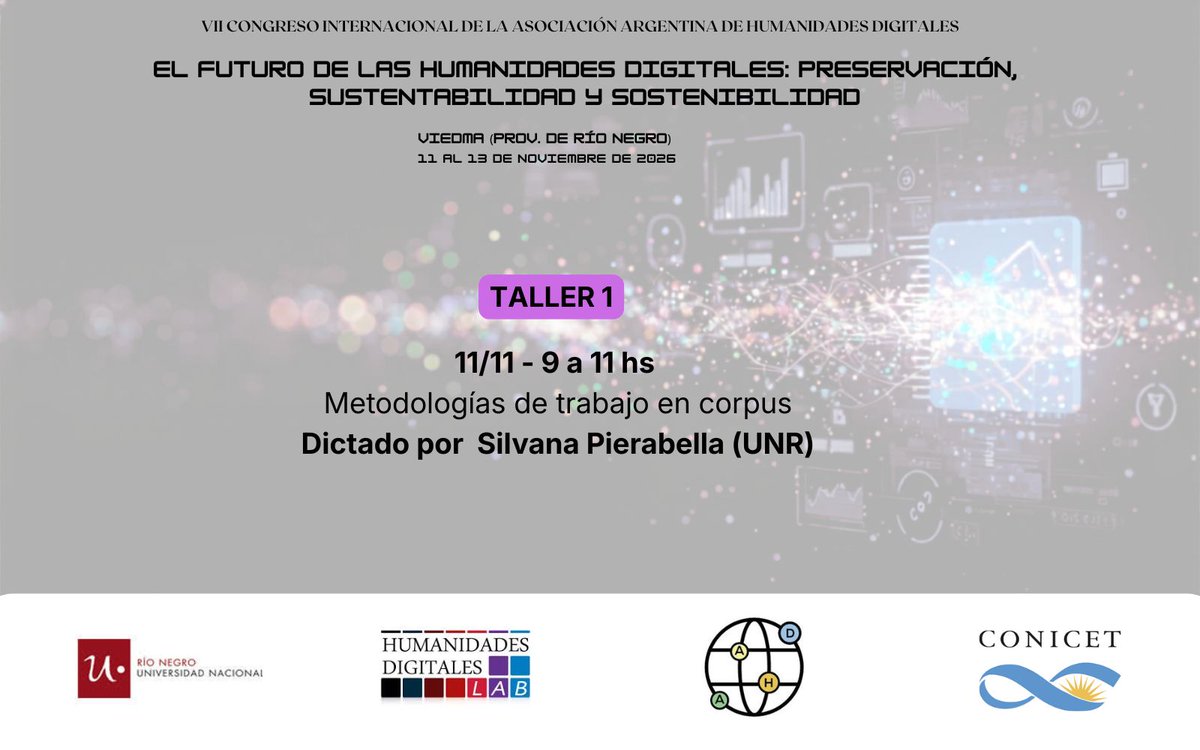 aahdArg's tweet photo. 📚 Primeras actividades del VII Congreso Internacional de la AAHD

🗓️ Horario: 9:00 a 11:00 hs.

📲 Para mas información: https://t.co/v8XMo2wITT  

#HumanidadesDigitales #CongresoAAHD #UNRN #CONICET https://t.co/H67NUkBQ6d