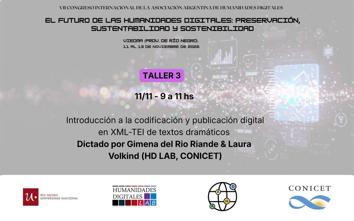 aahdArg's tweet photo. 📚 Primeras actividades del VII Congreso Internacional de la AAHD

🗓️ Horario: 9:00 a 11:00 hs.

📲 Para mas información: https://t.co/v8XMo2wITT  

#HumanidadesDigitales #CongresoAAHD #UNRN #CONICET https://t.co/H67NUkBQ6d