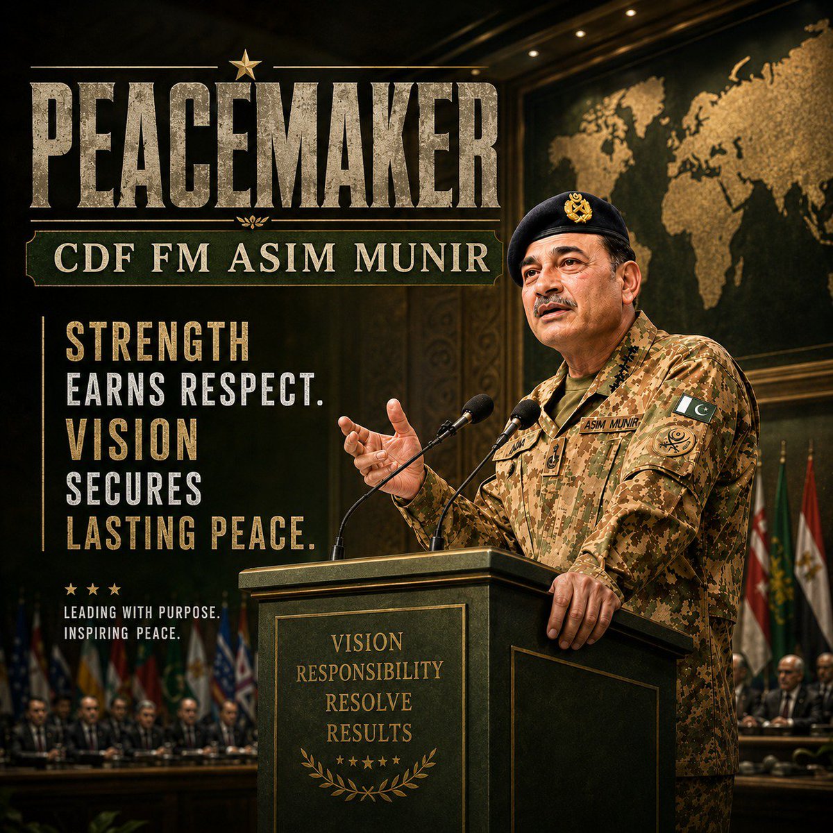 seharmaria95's tweet photo. CDF Asim Munir's diplomatic efforts reflect Pakistan's commitment to regional stability.

#CDFLeadingPeace #FMAsimMunirPrideOfPak #PakStandsWithCDF #FMAsimMunirForPeace #FMAsimMunirPeacemaker https://t.co/u24NYQVtcz