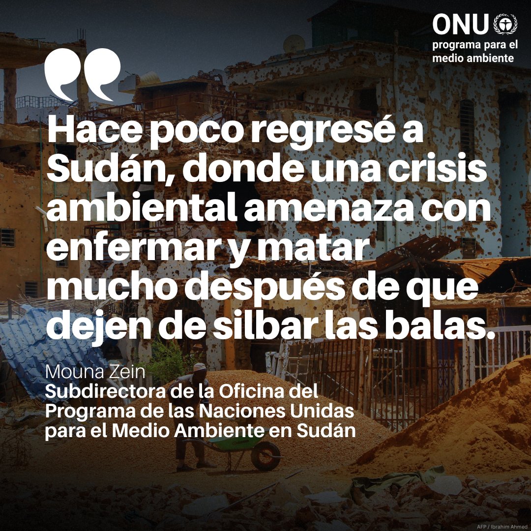 unep_espanol's tweet photo. 3+ años de guerra en Sudán implican daños ambientales que persistirán por generaciones.

Las consecuencias: contaminación química, degradación ecológica y más.

Mouna Zein, oriunda de Jartum y Subdirectora de la Oficina del PNUMA en Sudán, comparte: https://t.co/nDRKCDJSY3 https://t.co/Z4mgZiRy0r