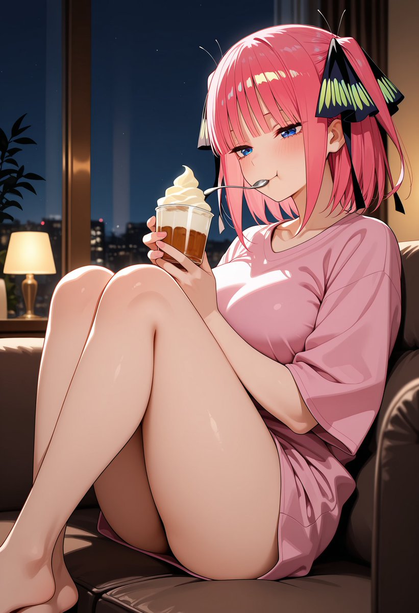AIirasutoiroro's tweet photo. 深夜のアイスは背徳の味、二乃ちゃん🍨
#AIイラスト #五等分の花嫁 #中野二乃 #GoToubunNoHanayome https://t.co/NbOPQwTPFk