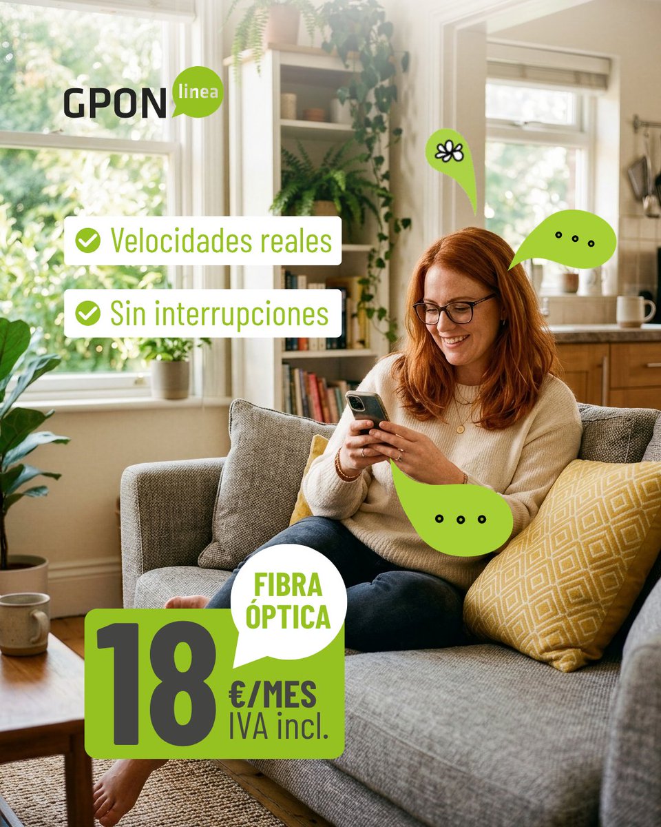 GponLinea's tweet photo. Fibra óptica para seguir el ritmo de tu día a día 🛜

Trabaja, estudia, juega, navega o disfruta de tus contenidos con la red de fibra de GPON.

📞 956 76 20 34. Infórmate sin compromiso.
.
.
#gpon #fibraoptica #operadorlocal #lalineadelaconcepcion https://t.co/r6nRRkZzHR