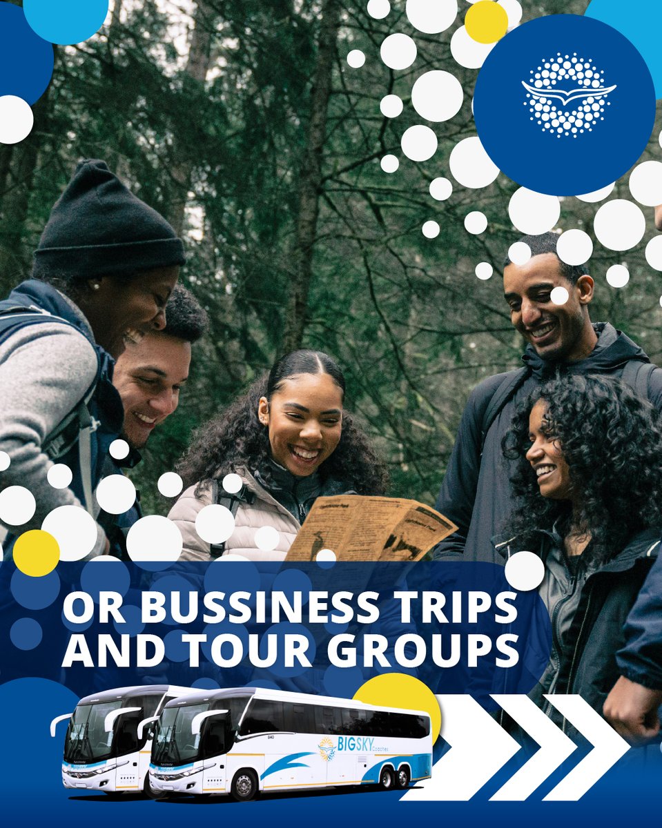 BigSkyCoaches's tweet photo. Seamless Travel for All Groups!
At Big Sky Coaches we want to ensure that you don't miss out on those Amazing Group trips, no matter the group.
Book your coach at https://t.co/i8HbuRrsSa
#bigskycoaches #travel #coach #safe #fieldtrip #sportsday #tourgroup #businesstrip https://t.co/nHYzwRqJ2d