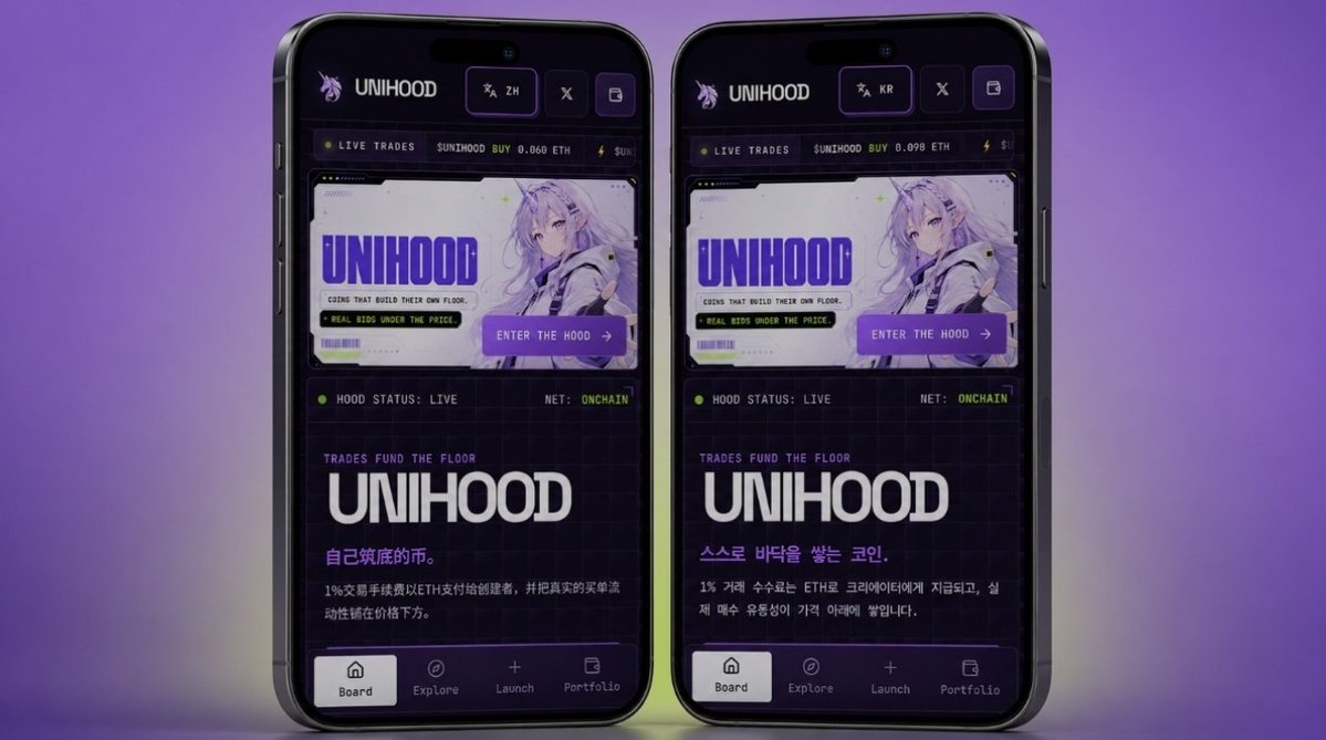 unihoodotfun's tweet photo. UNIHOOD now reads in 中文 and 한국어

Chinese and Korean are live on the platform today, with more languages on the way, The pages that matter, how launches work, what the wall does, where every fee goes, now speak the language you think in

Every language we add puts UNIHOOD within reach of a community that could not read it yesterday, The hood just got bigger

ᯓ➤ https://t.co/W8BrBG5g7B