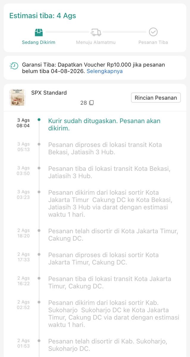 litverasi's tweet photo. @ShopeeID ini bisa dikirim hari ini ga ya? soalnya barangnya mau dibuat kado untuk besok, harusnya udah sampe dari tgl 2 kemarin. kalo ngga nanti saya yang ambil ke gudang aja  @ShopeeCare https://t.co/uqKRG7iPAh