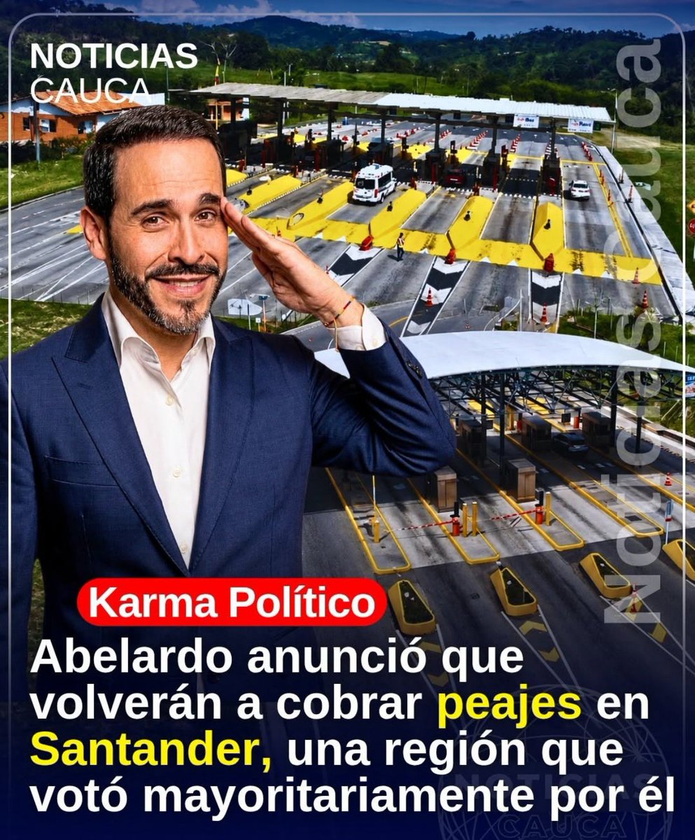 Eclides3's tweet photo. Qué bueno que regrese el cobro de peajes!
Es el clamor del Abelardismo?
Ya se sabía que el voto por Estafardo de la Escoria, era para darle más plata a los ricos y volver más jodidos a los pobres. https://t.co/tUWVBEIgd1