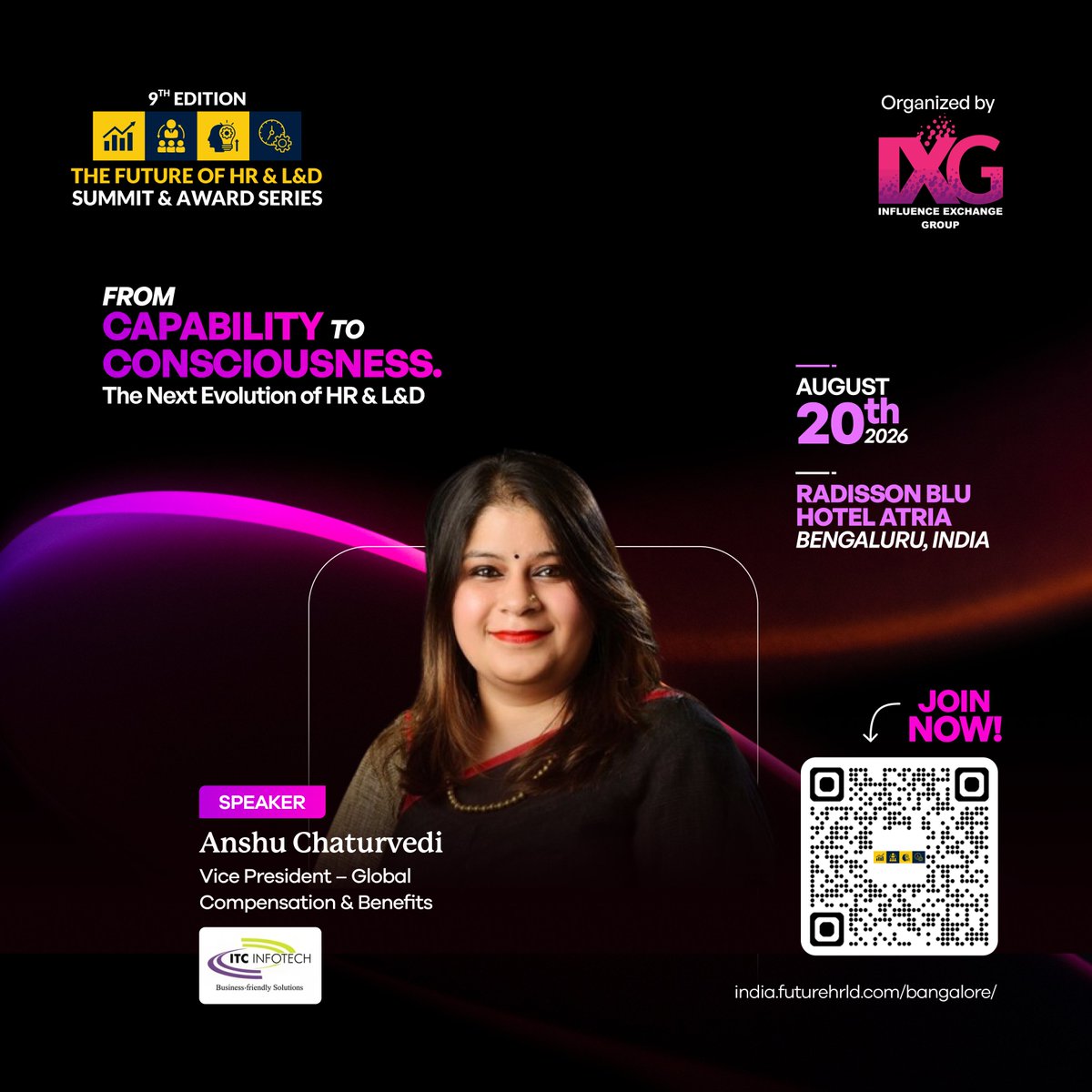 IXG2024's tweet photo. Global total rewards mastery meets rally-driven tenacity: Welcoming Anshu Chaturvedi, @itcinfotech to the stage at our #9thixghrlnd2026
🎟️Join us: https://t.co/tmX9LKfXni
#ihrlndseries #TotalRewards #CompAndBenefits #Bangalore #HRTech #Leadership #TalentStrategy #PeopleOps https://t.co/sr1JlCLwNk