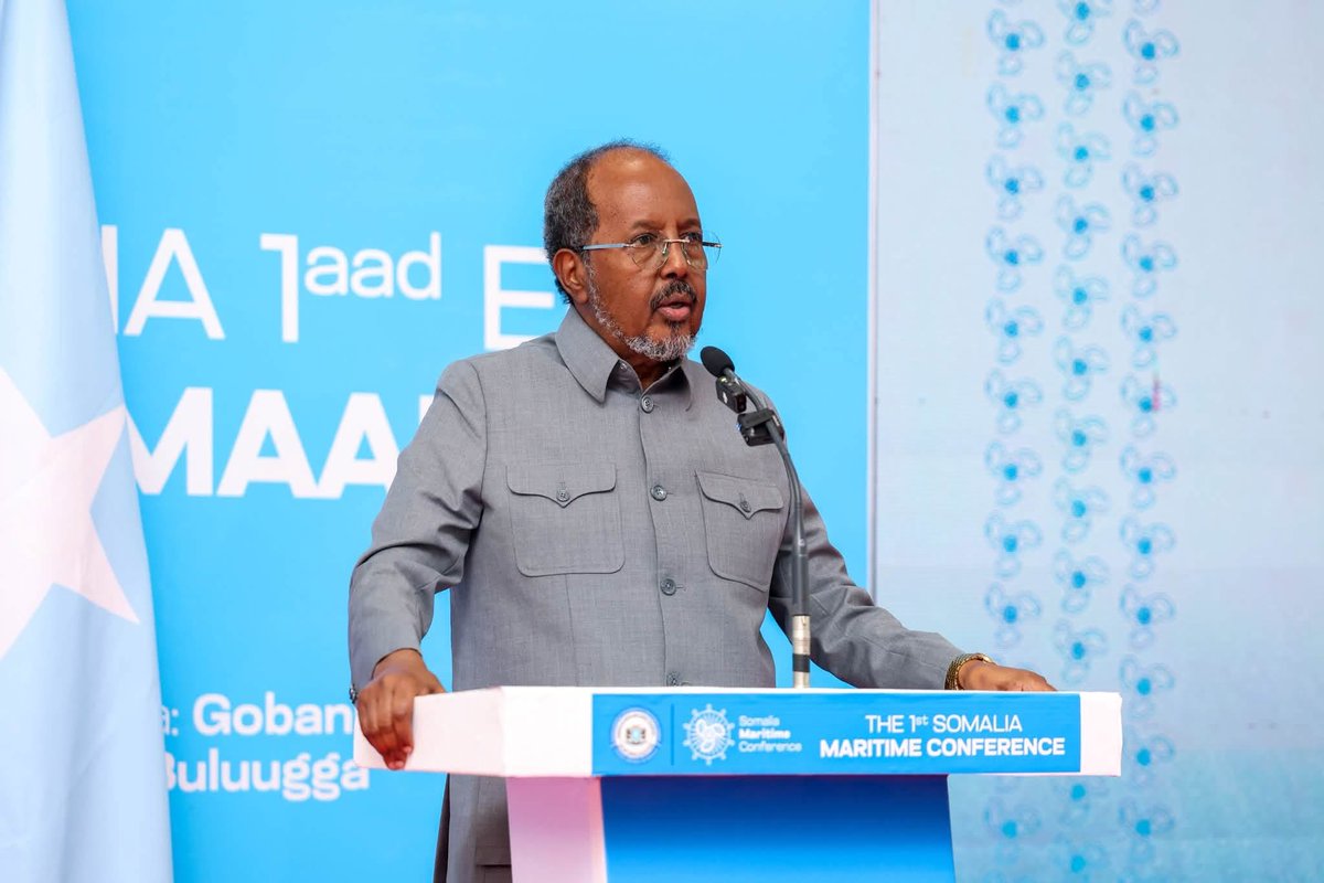 TheVillaSomalia's tweet photo. H.E. President @HassanSMohamud formally opened the 1st Somalia Maritime Summit in Mogadishu.

During his opening remarks, the President highlighted Somalia’s vast potential for investment and development in the maritime and blue economy sectors.

The President further noted that Somalia’s maritime domain is a strategic national asset with the potential to drive economic growth, create jobs, and strengthen regional connectivity.

“Somalia is reclaiming its place not only as a secure nation, but also as a leading maritime nation in the Horn of Africa and the Indian Ocean,” the President said.