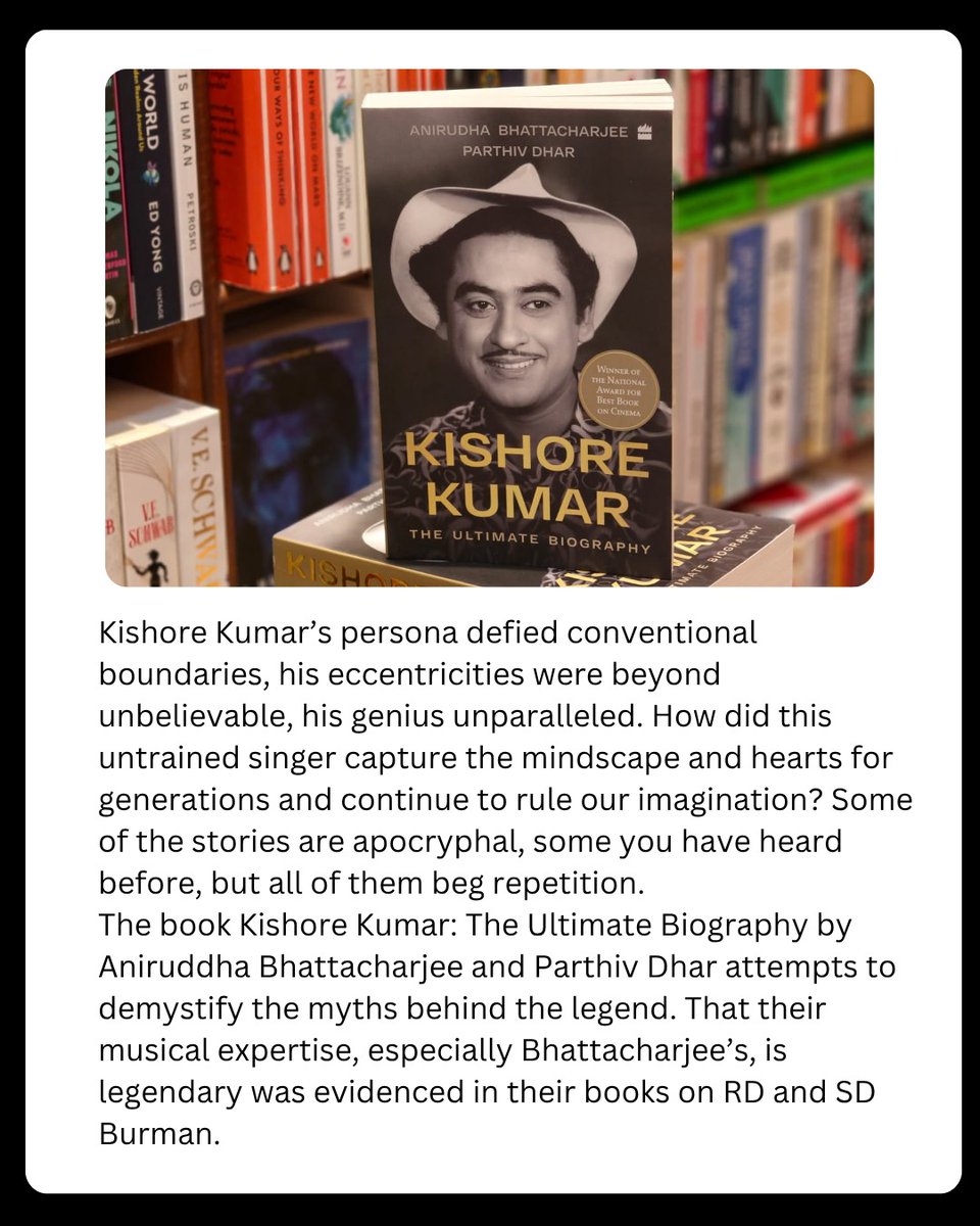 filmfare's tweet photo. From the Editor's Desk. 🖊️

Filmfare's Editor-in-Chief, Jitesh Pillaai, takes a closer look at #KishoreKumar: The Ultimate Biography by Aniruddha Bhattacharjee and Parthiv Dhar, as the book attempts to demystify the myths surrounding the legend and uncover the troubled soul behind the genius. ✨

#FilmfareEditorsTake #FilmfareExclusive