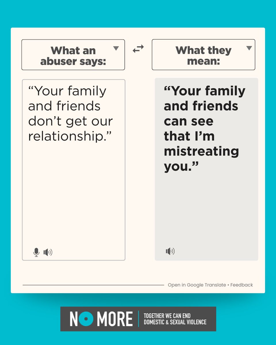 NOMOREorg's tweet photo. Coercive language can be a tool for control in an abusive relationship. 

Learn to recognize the signs of coercive control at https://t.co/Nap7JqV5gL today. https://t.co/xN4gX0Nlkf