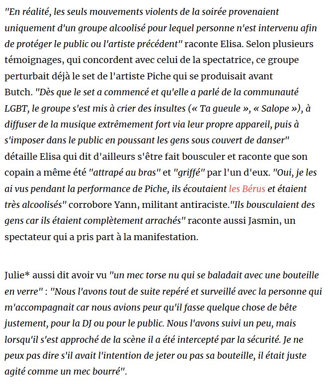 CaronAymericoff's tweet photo. Témoignages recueillis par @arretsurimages sur ce qu’il s’est passé lors de la prestation de Barbara Butch qui a déclenché une polémique nationale, laissant croire qu’elle avait été victime d’un attentat, qui plus est antisémite.
La honte aux médias qui ont relayé sans la moindre enquête sérieuse, la honte aux politiques qui ont condamné sans la moindre preuve.
