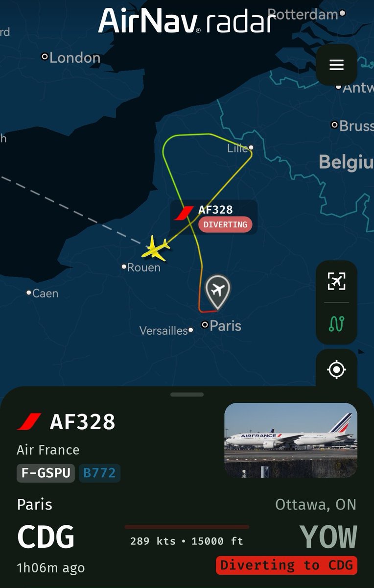 Runway_Report12's tweet photo. 🚨 #Squawk7700 - Air France #AF328 From Paris CDG to Ottawa YOW. Diverting to Paris CDG.
@AirNavRadar
Track it live here 📍 https://t.co/2vk8fs6fpI https://t.co/CJh5ZK8GLX
