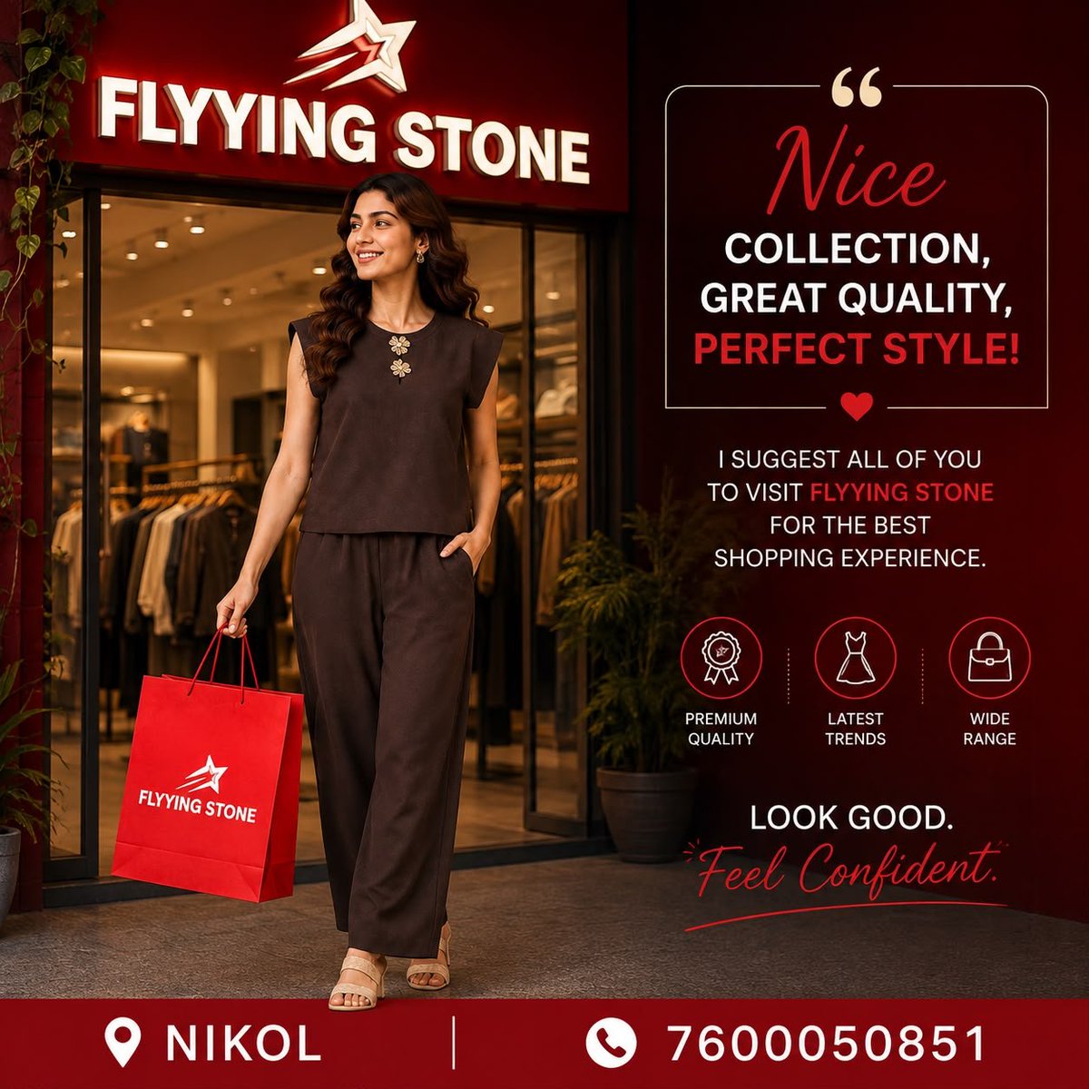 FlyyingStone's tweet photo. Upgrade Your Wardrobe Today! ๐๏ธโจ
Discover premium quality fashion made for EVERY YOU! Men & Women ki exclusive aur trendy fashion collection ke liye aaj hi visit karein @FlyyingStone
#FlyyingStoneNikol #AhmedabadClothing #FashionHub #PremiumApparel #NikolAhmedabad #Streetwear https://t.co/JRegEWcXLl