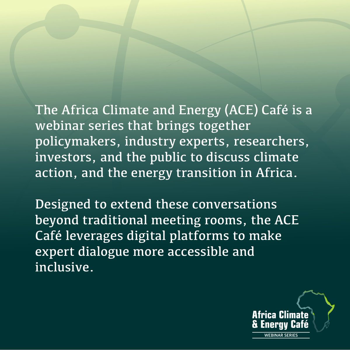 ippgafrica's tweet photo. The ACE Café is reopening! ☕

As Africa confronts rising energy demand and climate change, conversations like these have never been more important. The decisions made today will shape the continent’s energy future for generations, making it essential for stakeholders to engage in these discussions.

Join us for the next episode as we discuss “Nuclear Energy in Africa: Readiness, Opportunities and the Path Forward.”

📅 Date: Thursday, August 20, 2026
⏰ Time: 2:30 p.m.
🔗 Registration Link: https://t.co/At5iSICbqd

Pull up a chair at the ACE Café, learn from experts, and help shape Africa’s energy future.

#IPPG #ACECafe #ClimateAction #EnergyTransition #CleanEnergy #NuclearinAfrica