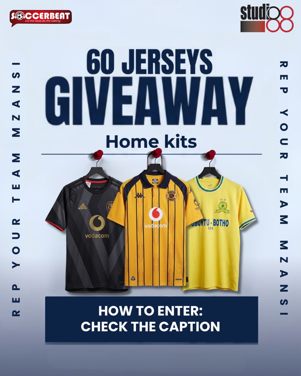 SoccerBeatZA's tweet photo. SoccerBeat and Studio88 are giving away 60 football jerseys in August, and today YOU can stand a chance to win 1 of 5 Orlando Pirates jerseys! 👕⚽ 

HOW TO ENTER:

✅ Like & share this post
✅ Follow SoccerBeat 
✅ Comment the name of your favourite Pirates player! 

Ts and Cs apply - https://t.co/arzS5P4Spa 

🏆 Winners announced weekly! Keep your inbox OPEN! 

#studio88