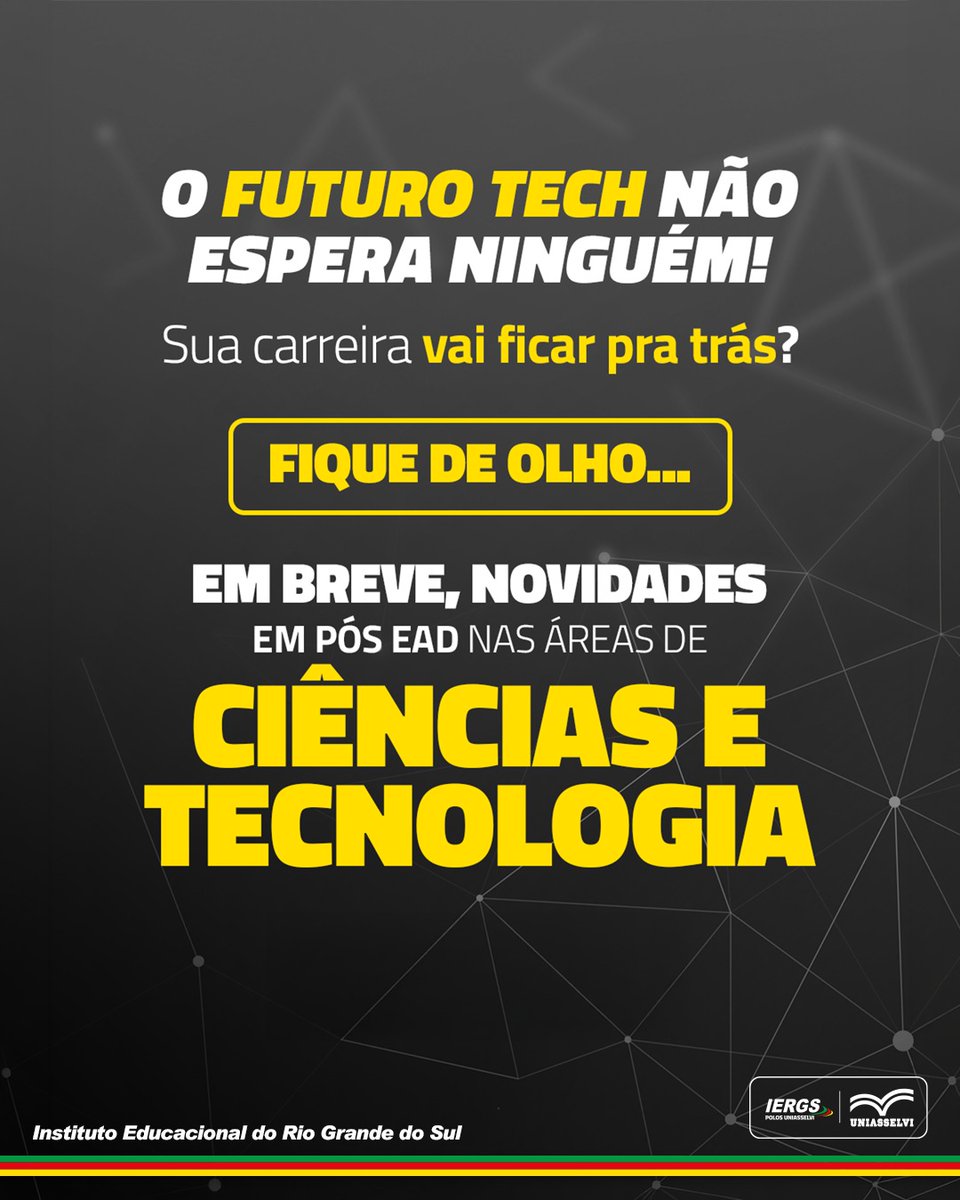 IERGS's tweet photo. A tecnologia não evolui aos poucos. Ela dá grandes saltos!

E a sua carreira, está acompanhando esse ritmo? 🤔💻

Em breve, vamos revelar uma novidade que pode impulsionar a sua trajetória. Fique de olho! 👀 https://t.co/pG59vbAJxu