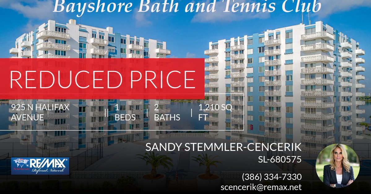 remaxsandy's tweet photo. 📍 Reduced Price 📍 This recently reduced home at 925 N Halifax Avenue 702 in Daytona Beach won't last long, so, don't wait to set up a showing! Reach out here or at (386) 334-7330 for more information! https://t.co/URMly2Mw2j https://t.co/2qmcZXZM97