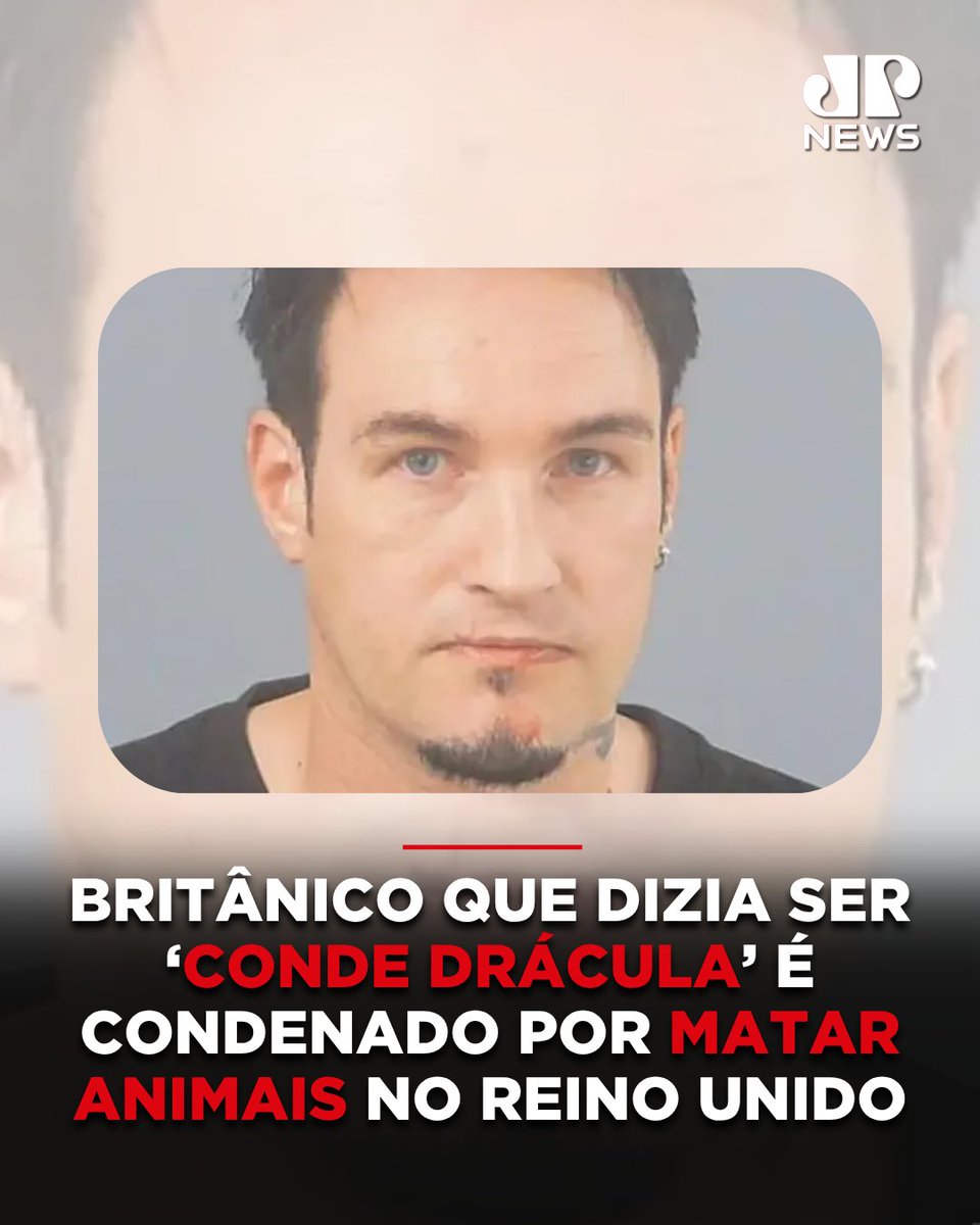 JovemPanNews's tweet photo. A Justiça do Reino Unido condenou Benjamin Lewis, um britânico de 48 anos que se autodenominava “Conde Drácula”, a internação por tempo indeterminado em um hospital psiquiátrico de segurança. Ele foi responsabilizado por roubar cordeiros de fazendas e espalhar carcaças e restos mortais de animais em igrejas no sul da Inglaterra ao longo de 2025. Lewis, diagnosticado com autismo e transtornos de personalidade, também foi condenado por cinco acusações de assédio religioso agravado, após investigações apontarem que os ataques ocorriam em datas associadas ao calendário satânico e a fases da Lua.

🔗 Leia a matéria completa em: https://t.co/5eLOkw2Kb0
📺 Confira na JP News e Panflix
📌 Siga o nosso perfil @jovempannews

#ReinoUnido #Justica #Mundo #JovemPanNews