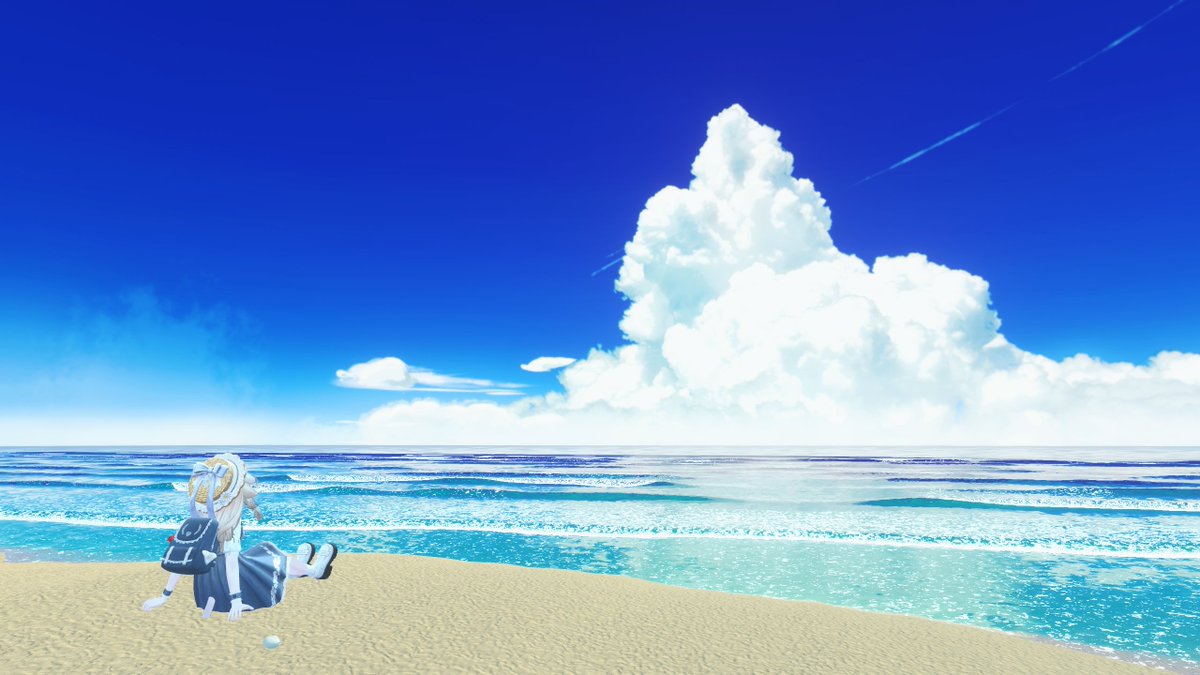 tetra_moon's tweet photo. ワールド再訪のコーナー

ワールド　海に至る道-Road to the sea
作者様　　Maple_K

駅から海まで歩いて行けるチルワールド
寄り道をしながら海を目指そう

最終更新は2025/11/12で不具合は無さそう
スポーン地点が駅のホームで、海まで旅をしてきた気分が味わえて好き
道中にある無人販売所や神社も、田舎らしい雰囲気が出てるので寄り道してみよう
大きな積乱雲を見上げながら、海に続く道を真っすぐ歩くのもロマンがあって良いよね
#VRChat_world紹介 #VRChat #テトラ再訪録
