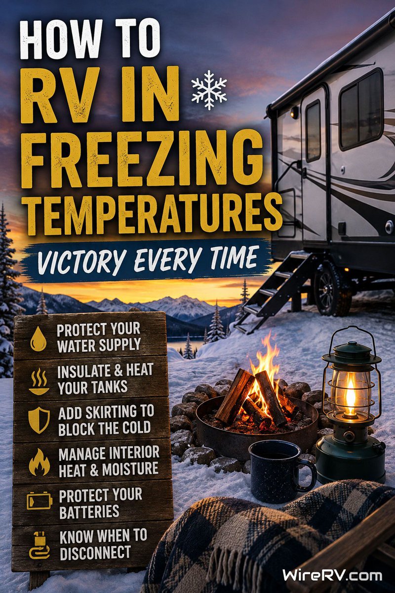 WireRV's tweet photo. Freezing weather doesn't have to end your RV adventures. Learn how to protect your pipes, tanks, batteries, and water system before temperatures drop. βοΈπ
https://t.co/ghvV9GtHSR
#RVLife #WinterCamping #RVTips #RVTravel https://t.co/XwAwpSknh4