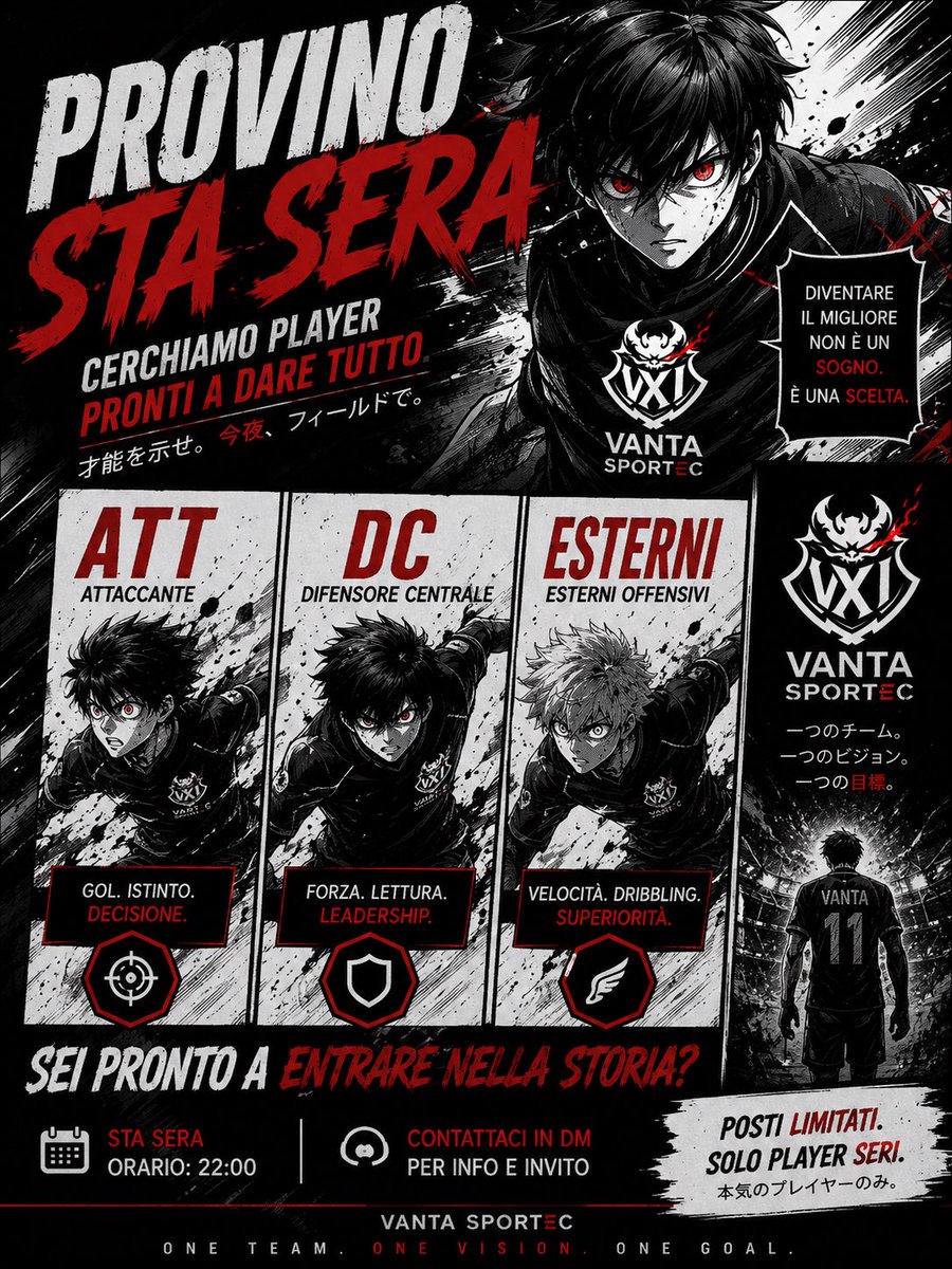 Vantaproclub's tweet photo. VANTA SPORTEC è ancora alla ricerca di rinforzi. 🛡️🔥

Cerchiamo player con esperienza in Serie A/B e mentalità vincente.

Requisiti:
• 18+
• Esperienza A/B
• Serietà e disponibilità

Se pensi di avere il livello per competere, dimostralo sul campo. https://t.co/w2Da9Sxcxh