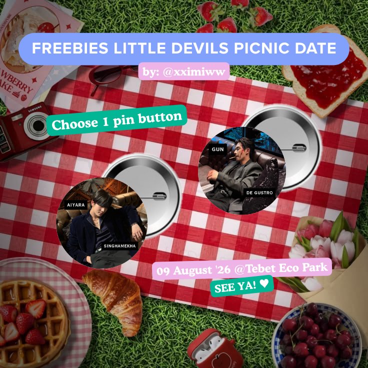 xximiww's tweet photo. Freebies #LittleDevilsPicnic 
by @xximiww 

rulesnya cukup say hi aja ke aku nanti yaaa👋
 
📍 Tebet Eco Park
🗓 09 August 2026

kali ini aku cetak banyak jadi harusnya dapet semuaa heheh see you all🖤🤍

#PerthSanta https://t.co/yj5V1NkjrX