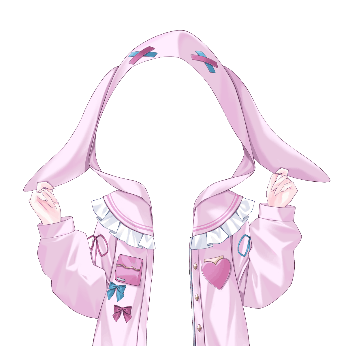 itami_riya's tweet photo. 【フリーVtuber衣装】
うさ耳パーカー風衣装

使用条件：リポスト、引用RP
加工・加筆OK（AI編集は除きます。）

うさ耳のフーディな衣装にしてみました。
お気軽に使ってみてください🙇
　＃Vtuber素材　＃VTuberAssets https://t.co/PPwjE7bD2L