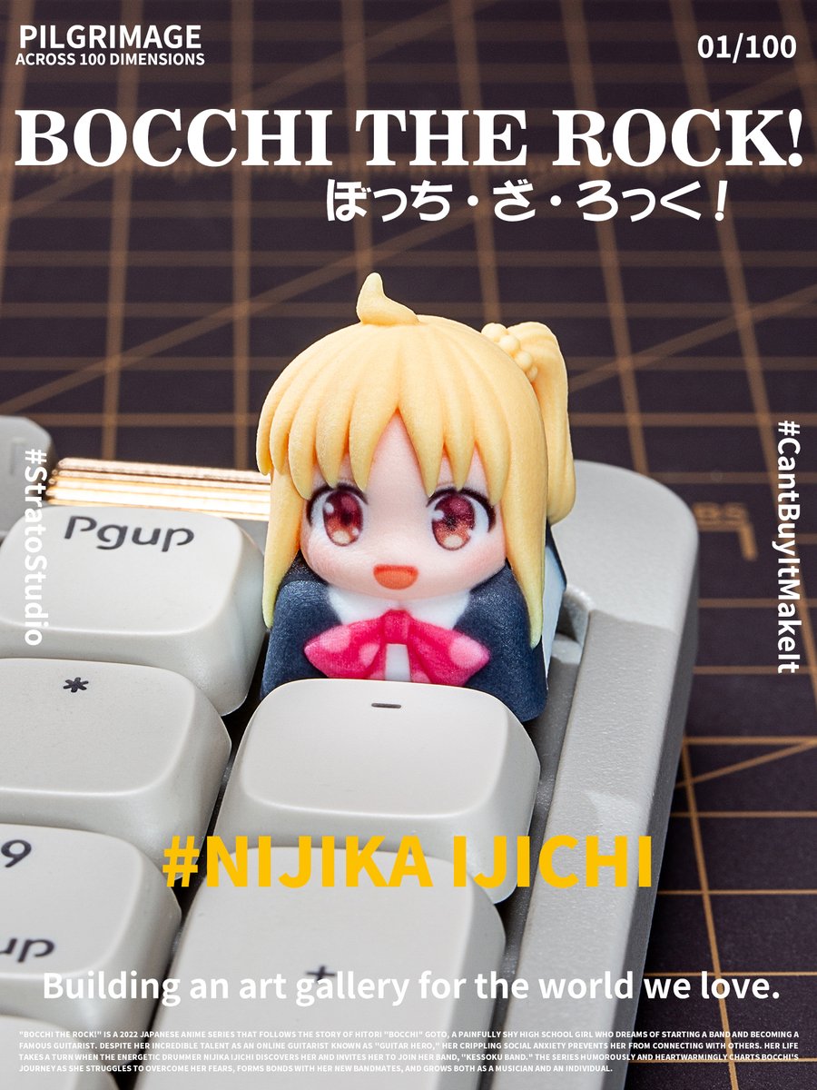 StratoStudioEN's tweet photo. [Keycap Pilgrimage] 001 / Bocchi the Rock!
100 stories, condensed onto a fingertip canvas. A love letter to the girls on stage.
"Hey, let's start a band!"
(Fan-made) 
#StratoStudio #KeycapPilgrimage #BocchiTheRock #ArtisanKeycap https://t.co/OiV5yiOFjn