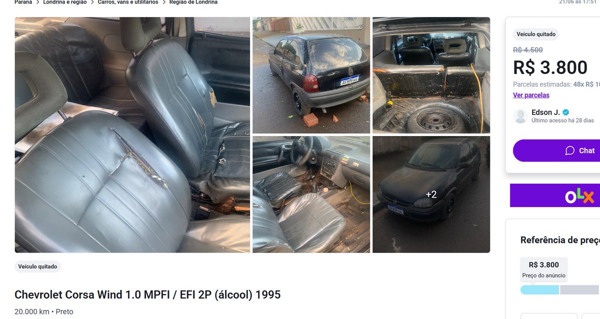 custaumcorsa's tweet photo. R$ 3.800,00 em notas  - Corsa wind 95 1.0  R$3.800,00 https://t.co/hjMqKAT8V2