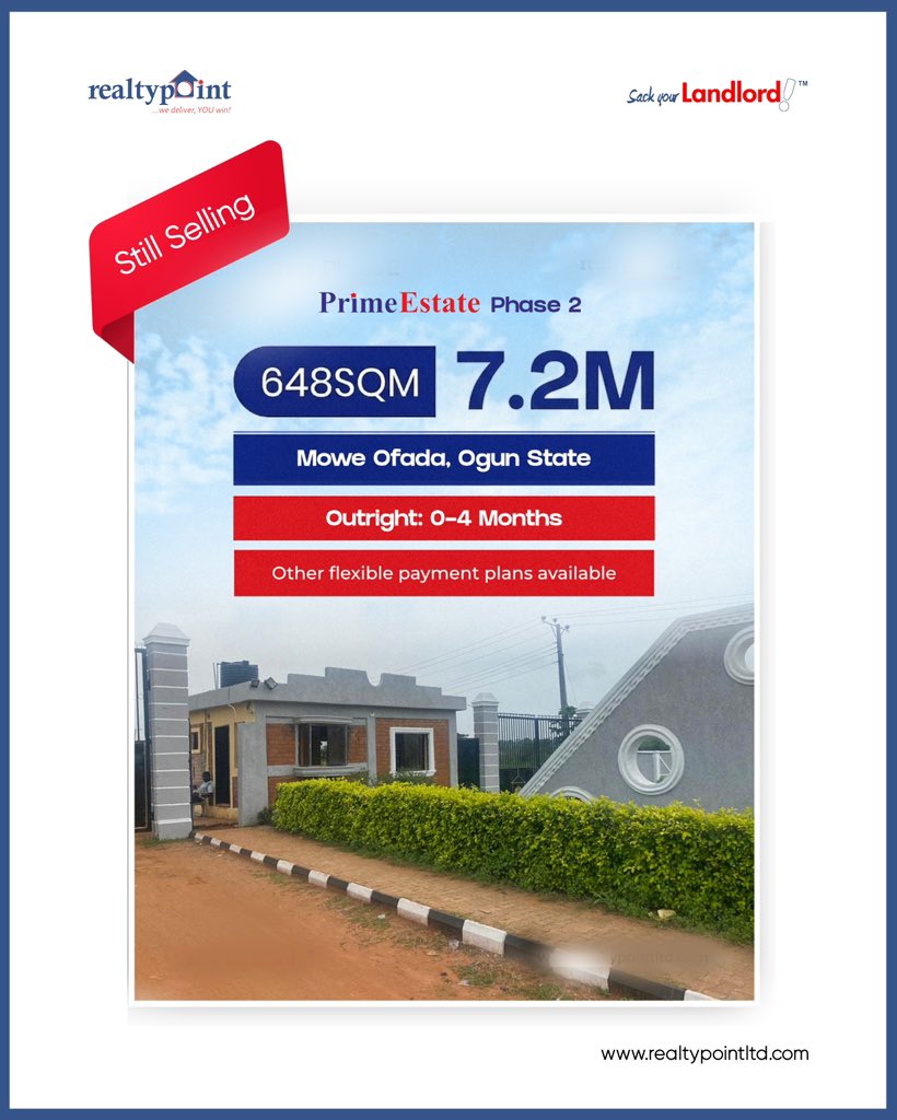 Realtypointltd's tweet photo. Don’t wait till you hear sold out before you purchase a land from us. 

However, swipe to see some of the lands we’re still selling. 
.
.
Send a DM to book an inspection with us or visit us at 9, Adebayo Ogunronmbi close, Ogudu GRA. 
.
.
#fyp #explore #soldout https://t.co/3a4LWDs64n