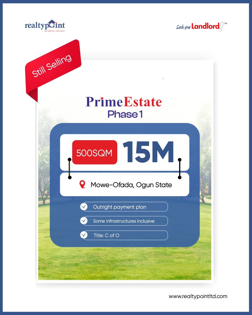 Realtypointltd's tweet photo. Don’t wait till you hear sold out before you purchase a land from us. 

However, swipe to see some of the lands we’re still selling. 
.
.
Send a DM to book an inspection with us or visit us at 9, Adebayo Ogunronmbi close, Ogudu GRA. 
.
.
#fyp #explore #soldout https://t.co/3a4LWDs64n