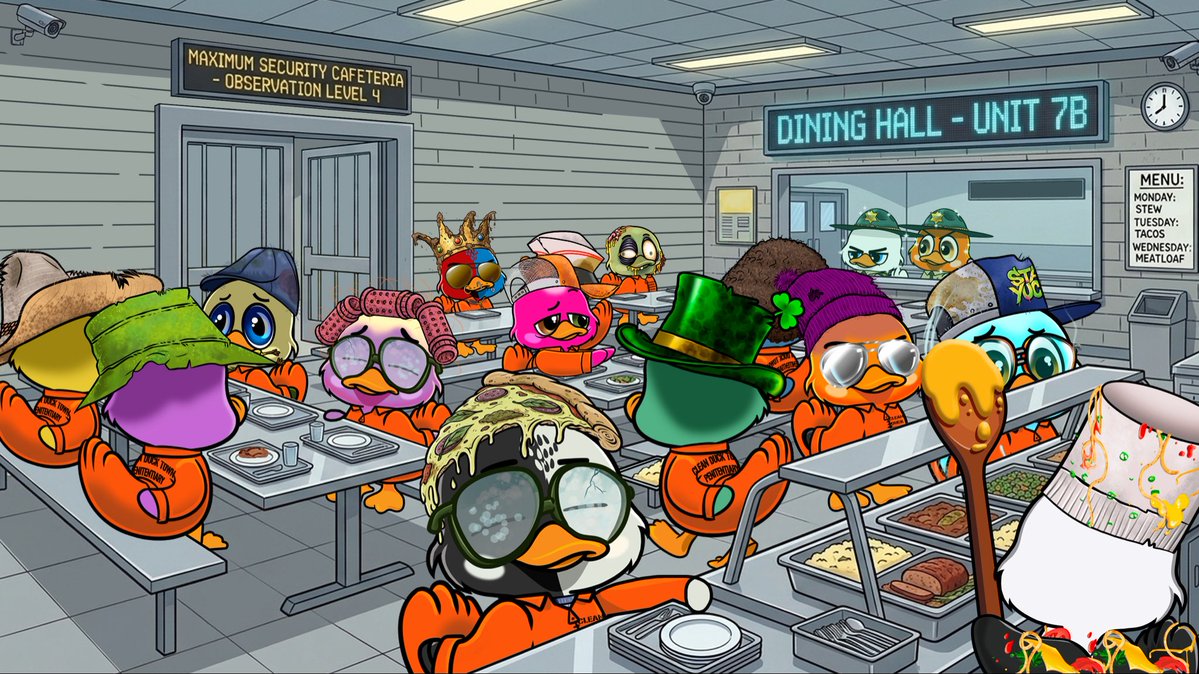 yuckyducks's tweet photo. GM from #YuckJail 🦆 
...where muddy ducks serve their time.

1,500 ducks already locked up
$7k+ raised for charity
15k trees set to be planted

A MAYC &amp; a Quirkies still up for grabs.

Sweep 2 ducks
Get your Arrest Warrant

Drop a GM &amp; let's get a lil yucky for a lotta good👇 https://t.co/Akkd5J2ySf