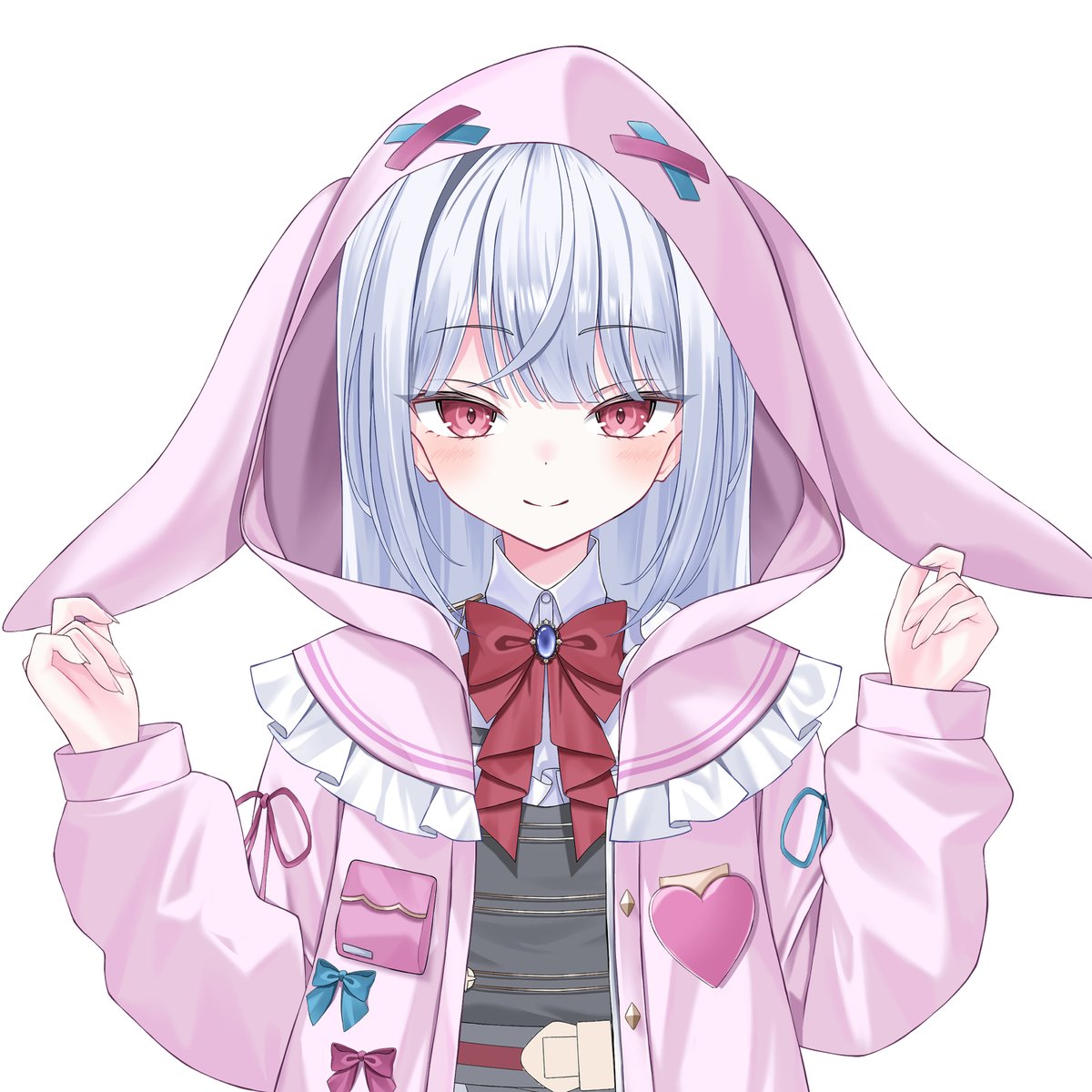 itami_riya's tweet photo. 【フリーVtuber衣装】
うさ耳パーカー風衣装

使用条件：リポスト、引用RP
加工・加筆OK（AI編集は除きます。）

うさ耳のフーディな衣装にしてみました。
お気軽に使ってみてください🙇
　＃Vtuber素材　＃VTuberAssets https://t.co/PPwjE7bD2L