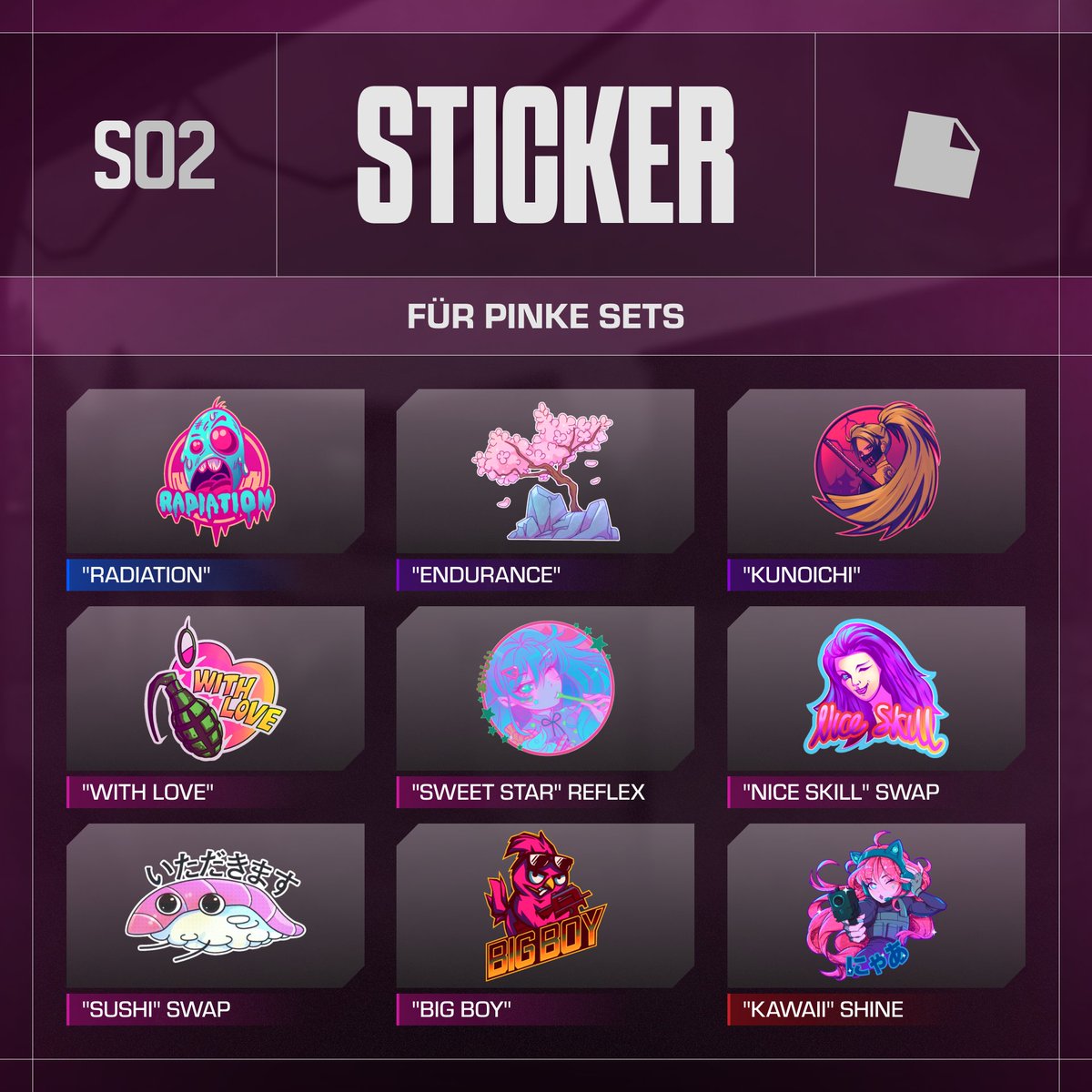 Standoff2DE's tweet photo. 💕 Wir wissen ganz genau, dass es unter euch einige Fans von kawaiigen pinken Skins gibt!

Wenn du dazu gehörst, schau dir diese Sticker genauer an. Sie sind perfekt für richtig süße Crafts 😉 https://t.co/wDVbE1adm1