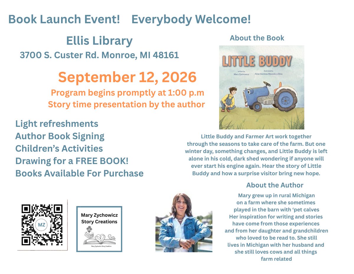 MaryZychowicz's tweet photo. Little Buddy is officially released today!🎉
We will be celebrating with a Book Launch event 
on September 12th. I hope to see you there! https://t.co/G5rqLBBJdq