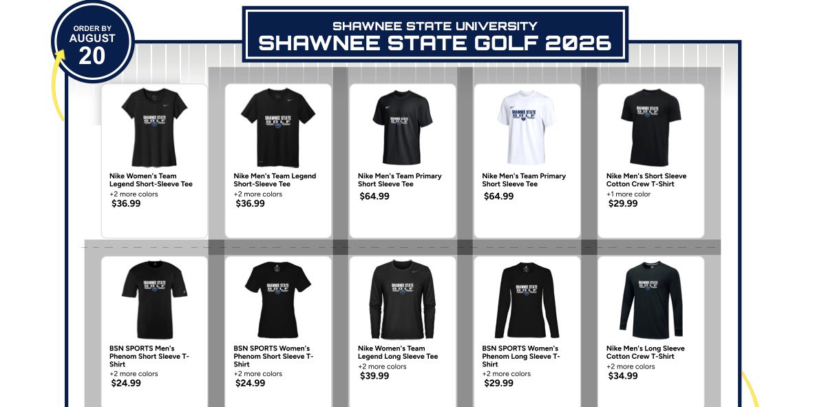 SSUBearsGolf's tweet photo. The Shawnee State Golf Program BSN Store is back open!

The store will be open through August 20th.

Every purchase helps support our golf program, and we truly appreciate every order. The link to the store can be found in our bio. Thank you all for your support! https://t.co/6i7pSkIBTB