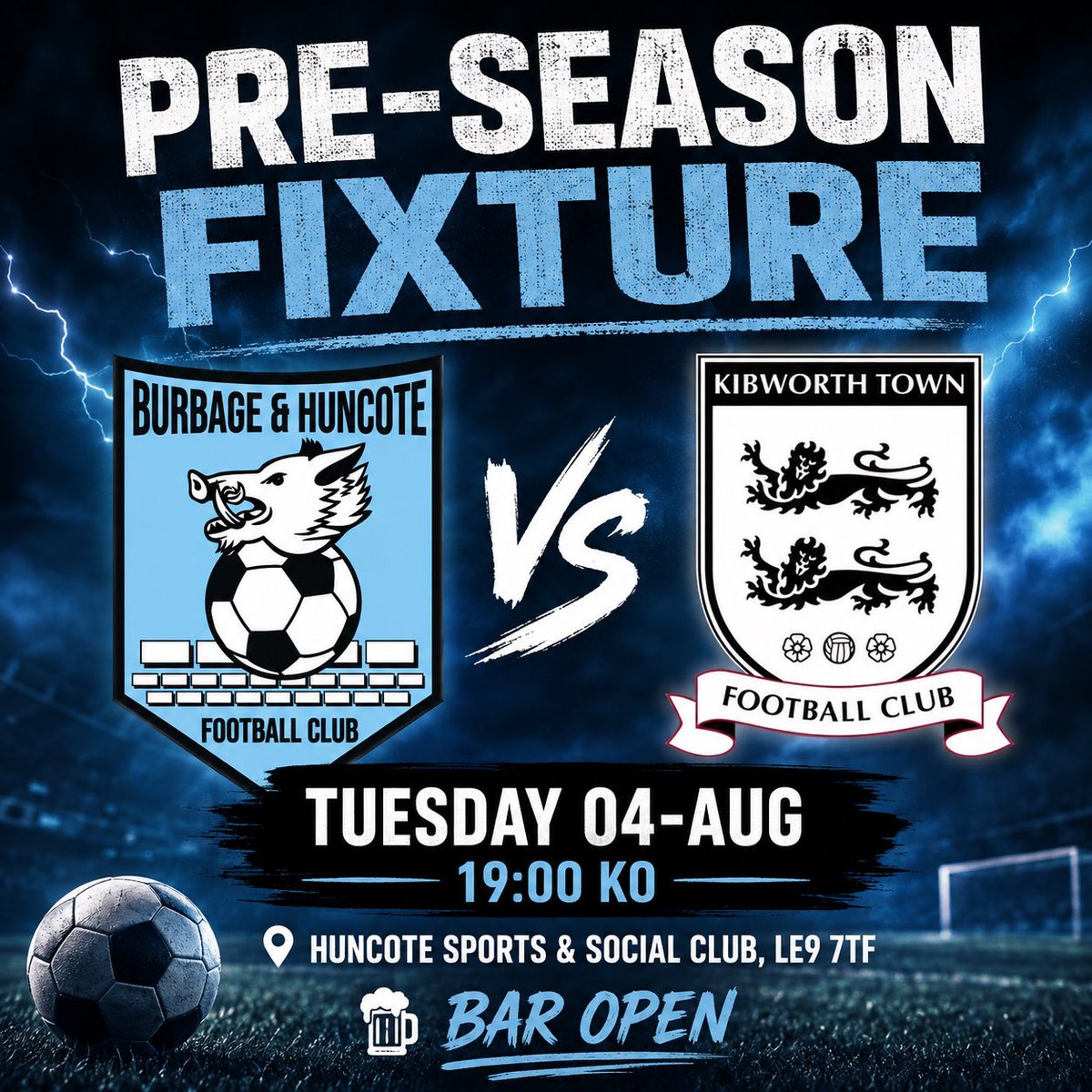 bhres2023's tweet photo. β½οΈ π The first home pre-season fixture is here as the hard work goes up a gear.
π Kibworth Town
ποΈ Tue 04 August
β° 19:00 KO
π Huncote Sports & Social Club, LE9 7TF
A chance to see the lads back on home turf.
π» Bar open β come support the lads!
#UTFBHRES #PreSeason https://t.co/hIc3jyYrTl