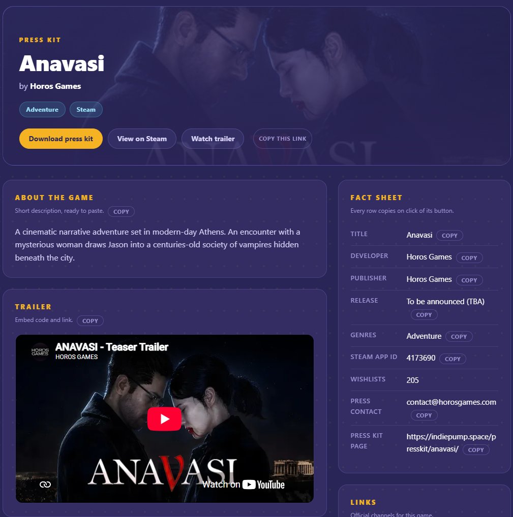 IndiePumpCom's tweet photo. https://t.co/zhCJQgUevu is growing and WE LOVE IT!!

A warm welcome to Anavasi, a cinematic narrative adventure game  set in modern-day Athens!

#indiedevs & #gamedevs register your game at https://t.co/zhCJQgUevu and boost your presence!!!

#youtubers & #streamers find the best game here!!