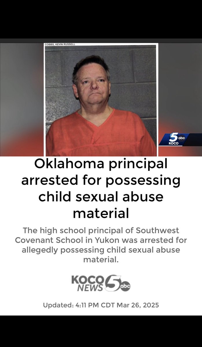 CamSpradling's tweet photo. Winner for highest ACT scores in Oklahoma? Southwest Covenant Schools—a private Christian school with $25,000 yearly tuition and a 15-year veteran high school principal convicted of being a pervert and peeper of little boys. The wet dream of Ryan Walters and PragerU, realized. https://t.co/2YWK5Q757S