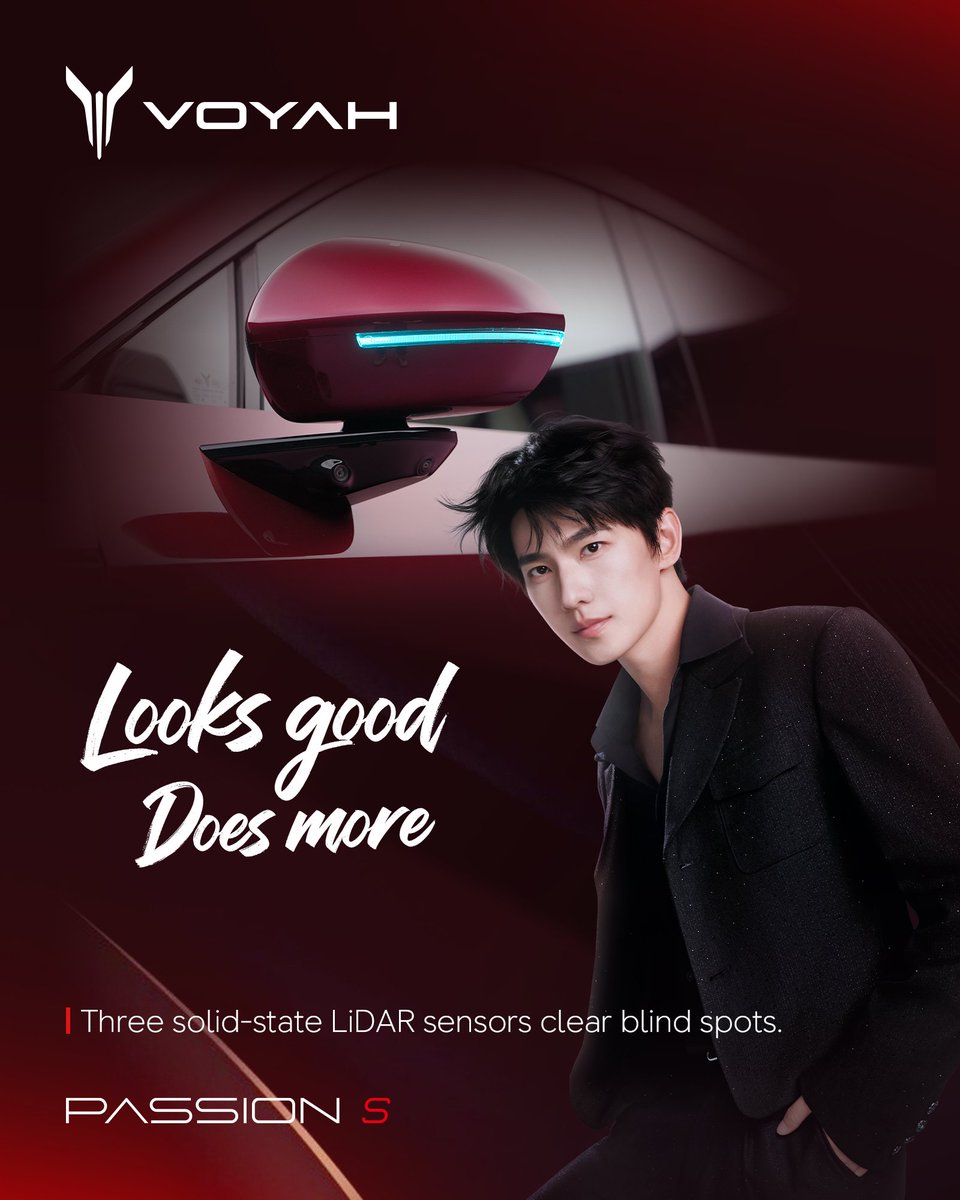 VOYAH_Global's tweet photo. Sharp looks. Sharper vision.⚡️
Equipped with quad-LiDAR, VOYAH PASSION S delivers longer-range detection and 360° perception for ultimate safety on every journey.

The choice of Yang Yang, with vision to match.🙌

#VOYAH #VOYAHPassionS #YangYang #yangyang杨洋 #杨洋 https://t.co/hP2loIMumk