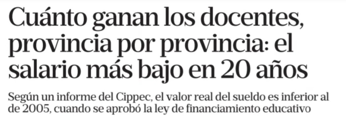 JuliaDiSanti1's tweet photo. El salario docente es el más bajo en 20 años según informe del Cippec. Los números del gobierno de @JMilei y los gobernadores que aprovecharon:
Misiones — $878.935
Mendoza — $909.947
Tucumán — $1.014.449
Catamarca — $1.035.352
Jujuy — $1.037.074
La Rioja — $1.039.880
Entre Ríos — $1.042.268
San Luis — $1.118.641
Buenos Aires — $1.125.627
Formosa — $1.135.542
Salta — $1.248.348
San Juan — $1.245.549
CABA — $1.254.102
Chaco — $1.259.878
La Pampa — $1.268.018
Santiago del Estero — $1.293.191
Corrientes — $1.330.123
Santa Fe — $1.353.706
Río Negro — $1.357.243
Córdoba — $1.447.030
Tierra del Fuego — $1.561.921
Santa Cruz — $1.818.697
Neuquén — $2.296.123