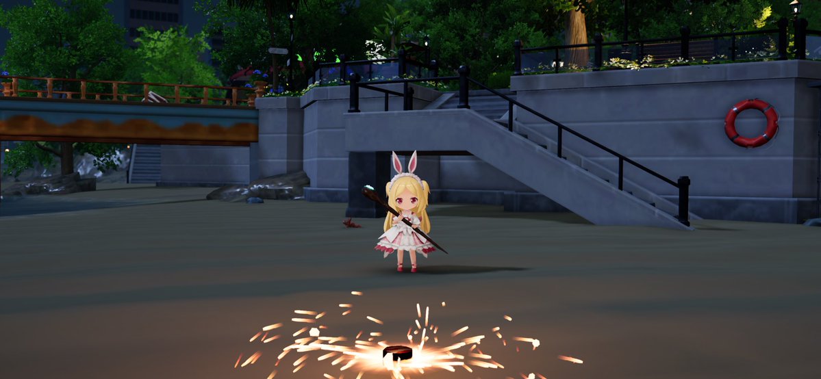 sheepmary0's tweet photo. ネズミ花火？があって、撮影モード中にアイテムをどうやって使うのかわからず、花火を投げてから急いで撮影モードに切り替えて撮ったスクショ(●´ω｀●)
#オーバーフィールド #overfield https://t.co/PqiPLaHOnT