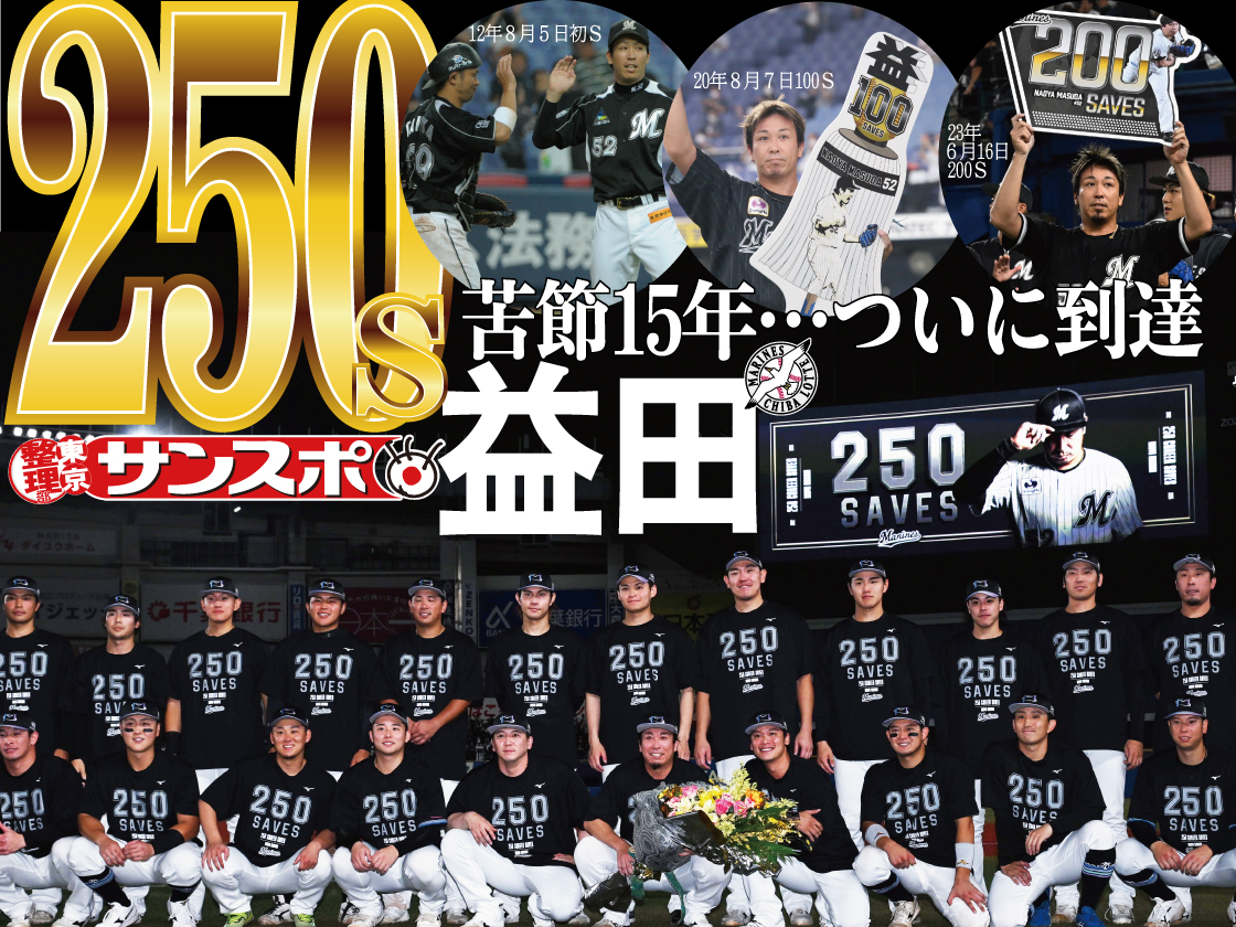 sanspoTYOeditor's tweet photo. ⚾️⚾️⚾️⚾️⚾️⚾️
おめでとう #益田直也
⚾️⚾️⚾️⚾️⚾️⚾️
ロッテの守護神が苦節１５年で史上５人目の２５０Ｓに到達し、名球会入り！！
#chibalotte

ロッテ記者はこちら @sanspo_marines 
記事はこちら https://t.co/23xx4eWZbz https://t.co/hOUsUbHAzZ